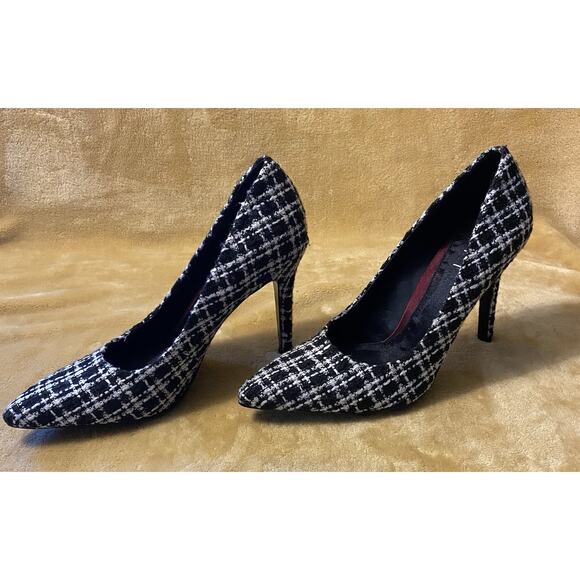 ANN TAYLOR Loft TWEED Black/white PUMPS 4” Heels SHOES SIZE 6M Classic NWOB - Picture 2 of 14